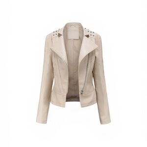 Hiddenbrand Cream Studded Moto Jacket Size M- NWT